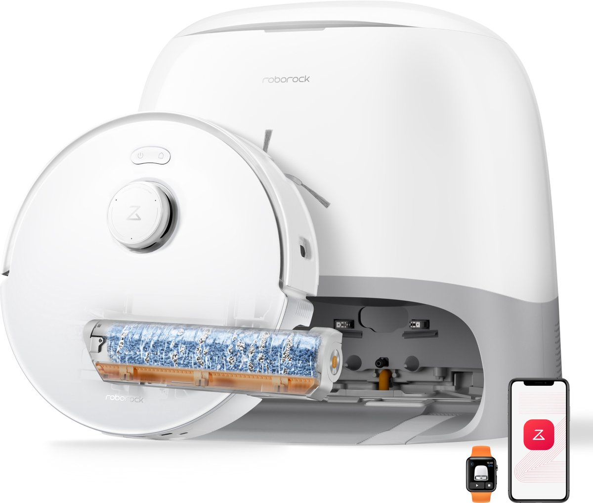Roborock Qrevo Curv 2 Flow-Robotstofzuiger met dweilfunctie-SpiraFlow Realtime Zelfreinigende Rolmop-20.000 Pa-Dual Zero-Tangle-Systeem-AI Obstakelvermijding-Warmtewas dweil-tapijtbescherming — afbeelding 1