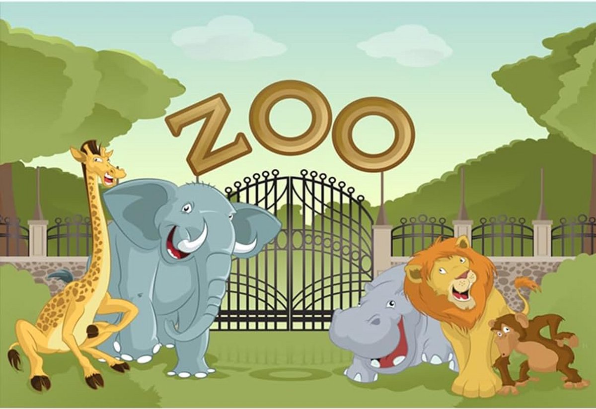 Achtergrond Dierentuin Cartoon Dieren Kinderen Fotografie Studio Rekwisieten