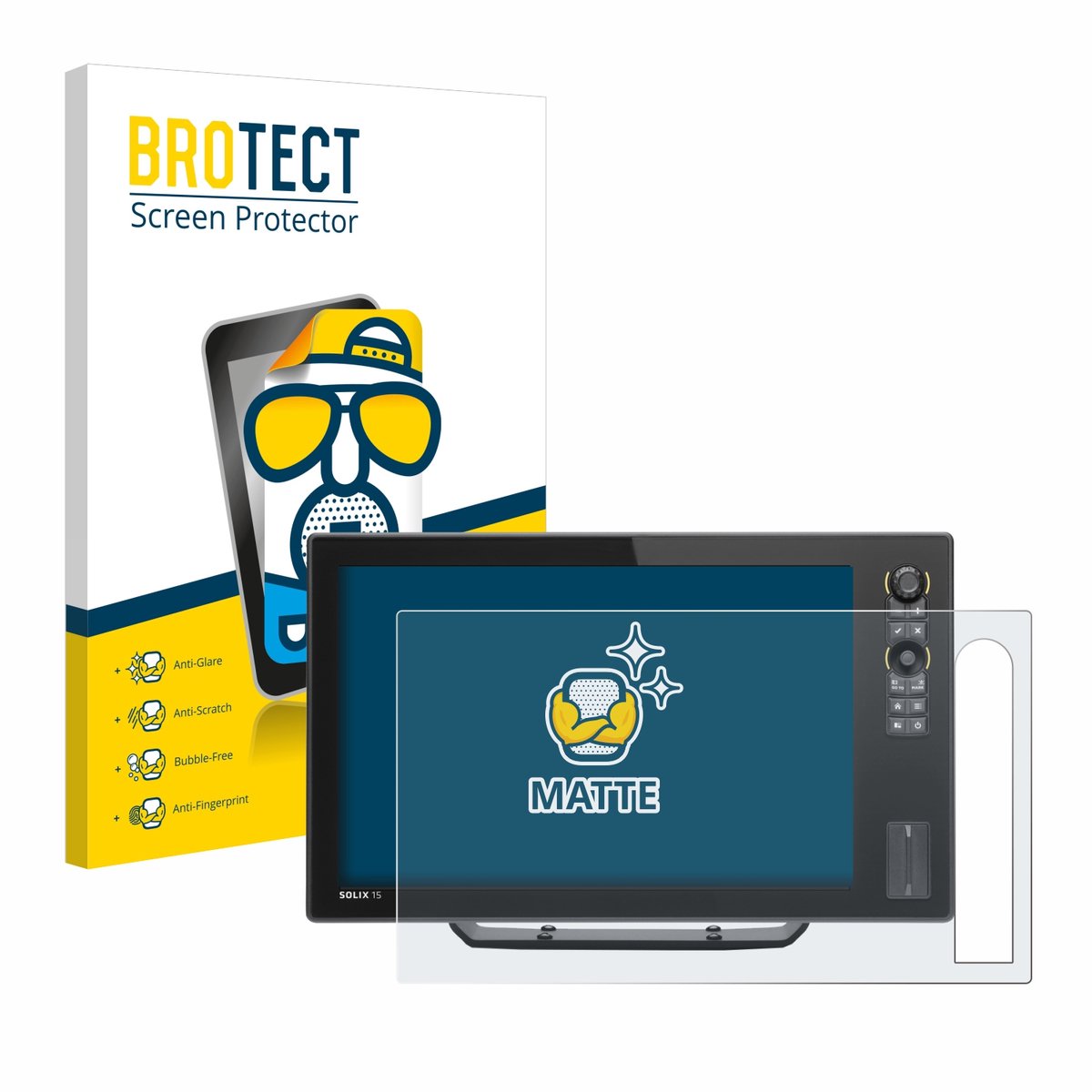 BROTECT - Screenprotector voor Humminbird Solix 12 - Folie Beschermfolie matte