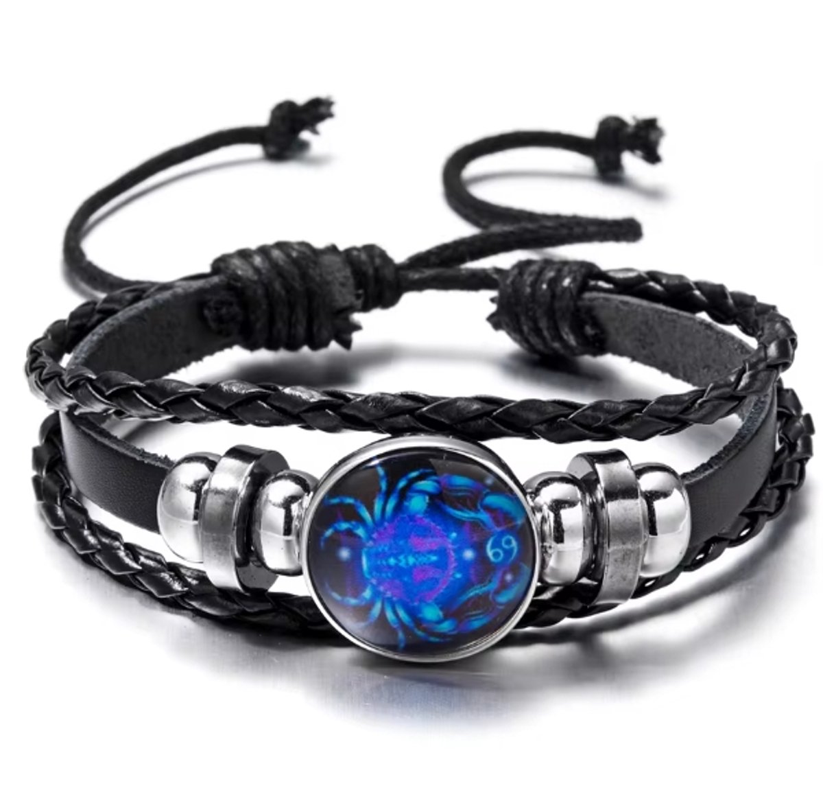 Actie4you® - Sterrenbeeld Armband - Verstelbare armband - Hanger sterrenbeeld - Gevlochten armband - Horoscoop – Glow in Dark - Kreeft