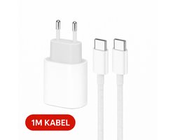 Oplader met USB-C aansluiting Set - Snellader - Inclusief USB-C naar USB-C kabel 1 meter - Adapter - Lader - Oplader Set - Oplaadkabel - Geschikt voor Apple iPhone 15 16 17 iPad - Fast - Charger - Cable - Tablet - Pro - Plus