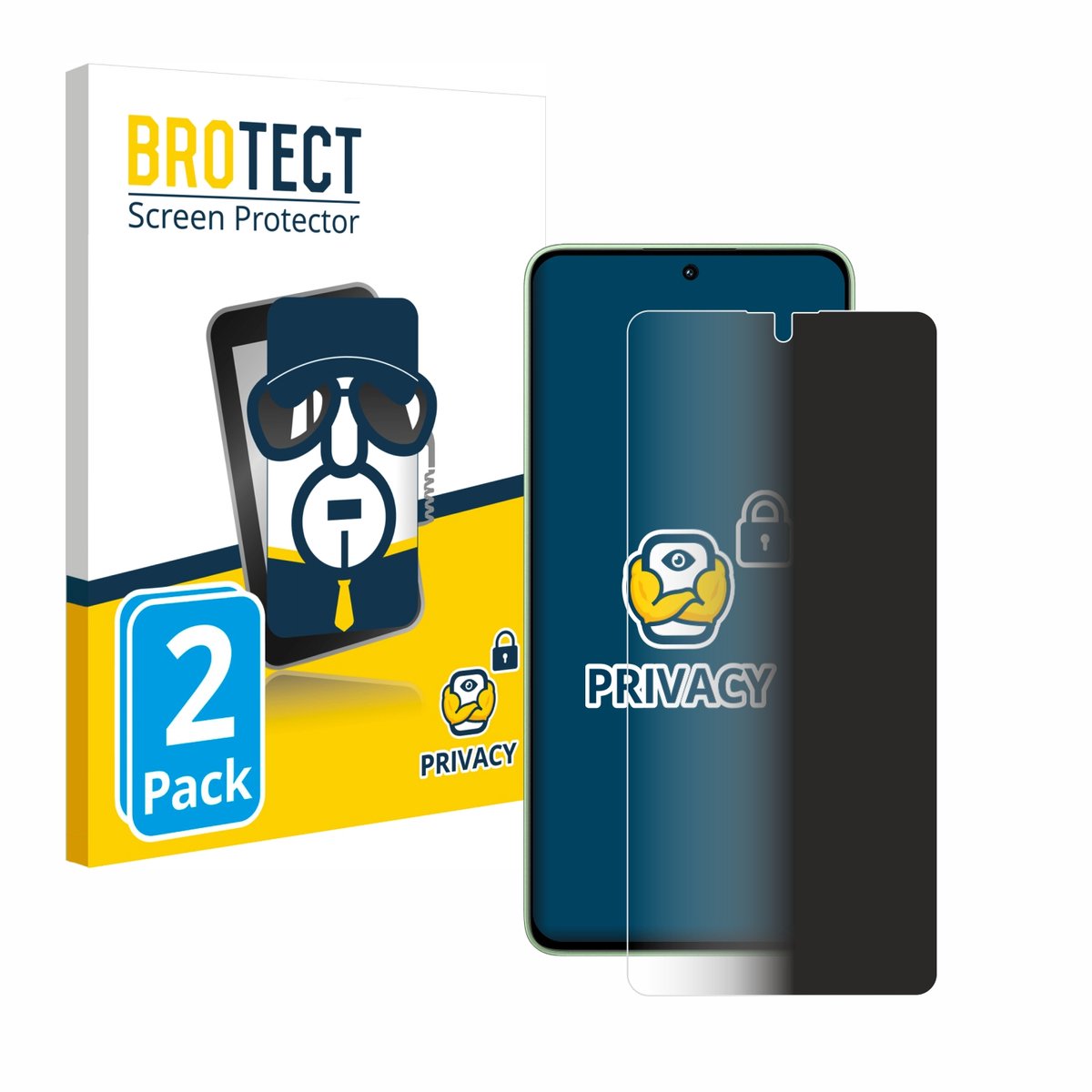 BROTECT - privacy screenprotector voor Xiaomi Redmi Note 13 - Folie Beschermfolie Blauwlichtfilter 2 Stuks