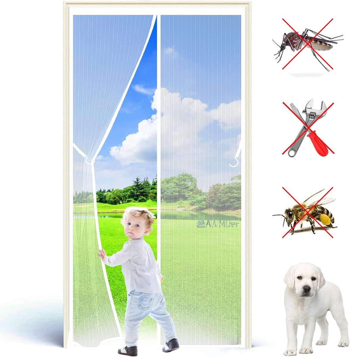 Magnetisch Hor voor Deur met Automatische Sluiting 175x200 cm Wit