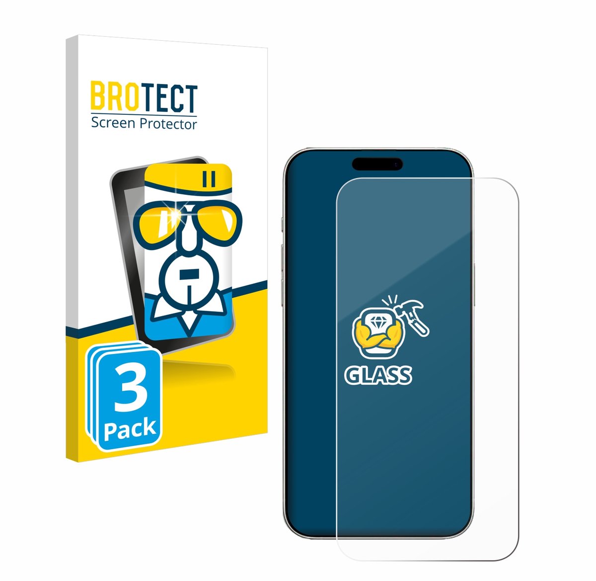 BROTECT - Glas Screenprotector voor Apple iPhone 16 - Gehard Beschermglas 9H 3 Stuks