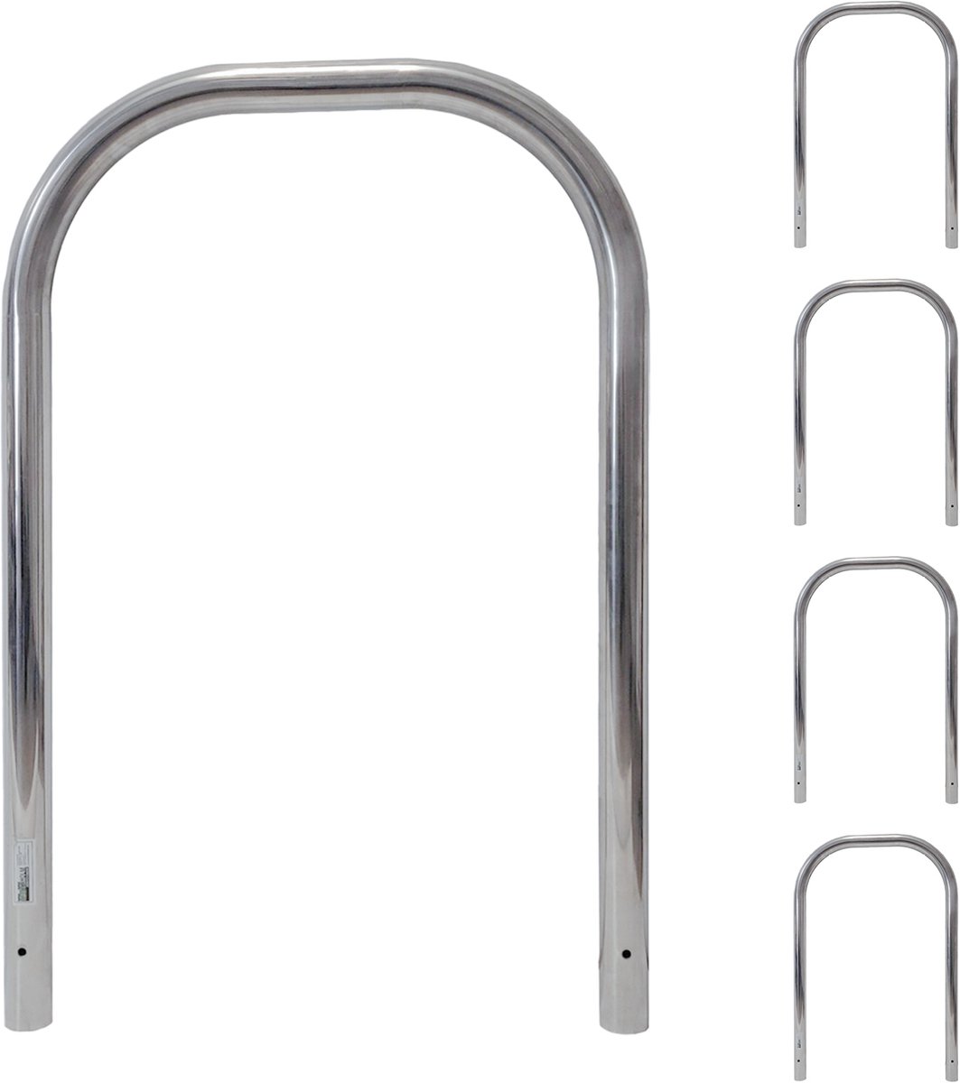 5x Fietsenrek 116x74 cm RVS Ø 60 mm voor plaatsing in beton Fietsstandaard Parker type U