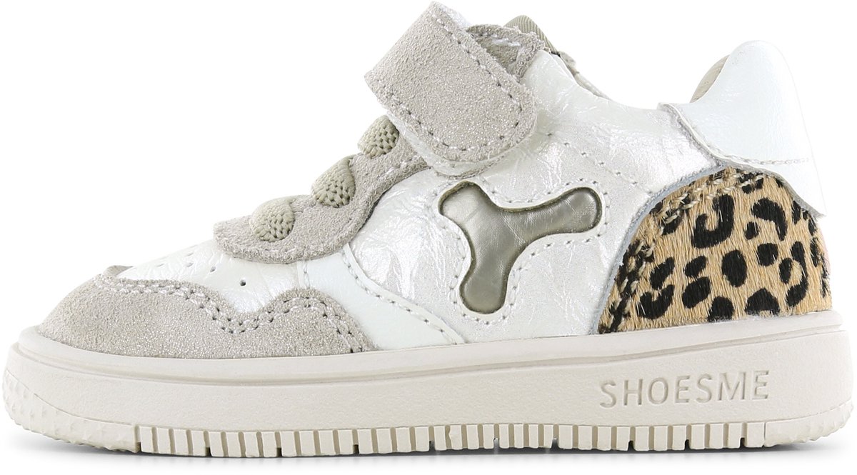 Shoesme Beige Sneakertje Met Panterprint - Sneakers Kinderen - Meisjes - Beige Leopard - Microfiber leer - Maat 22