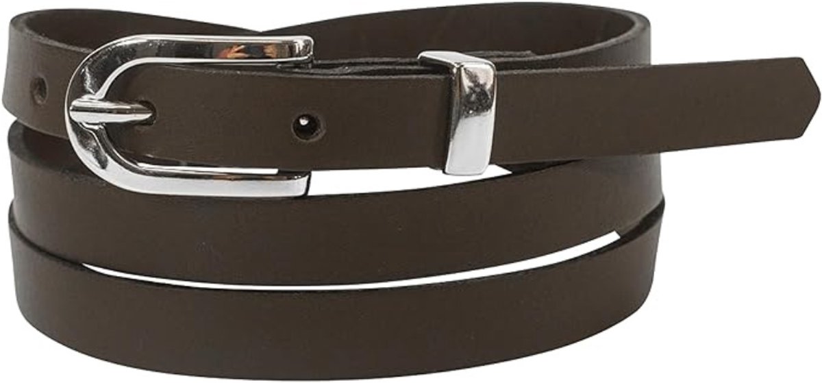Leren Riem voor Dames - Smalle Lederen Riem met Zilveren Gesp - Stijlvol Cadeau voor Dagelijks Gebruik - 95 cm - 1 Stuk - Chocolade Montana - van Imperatoris