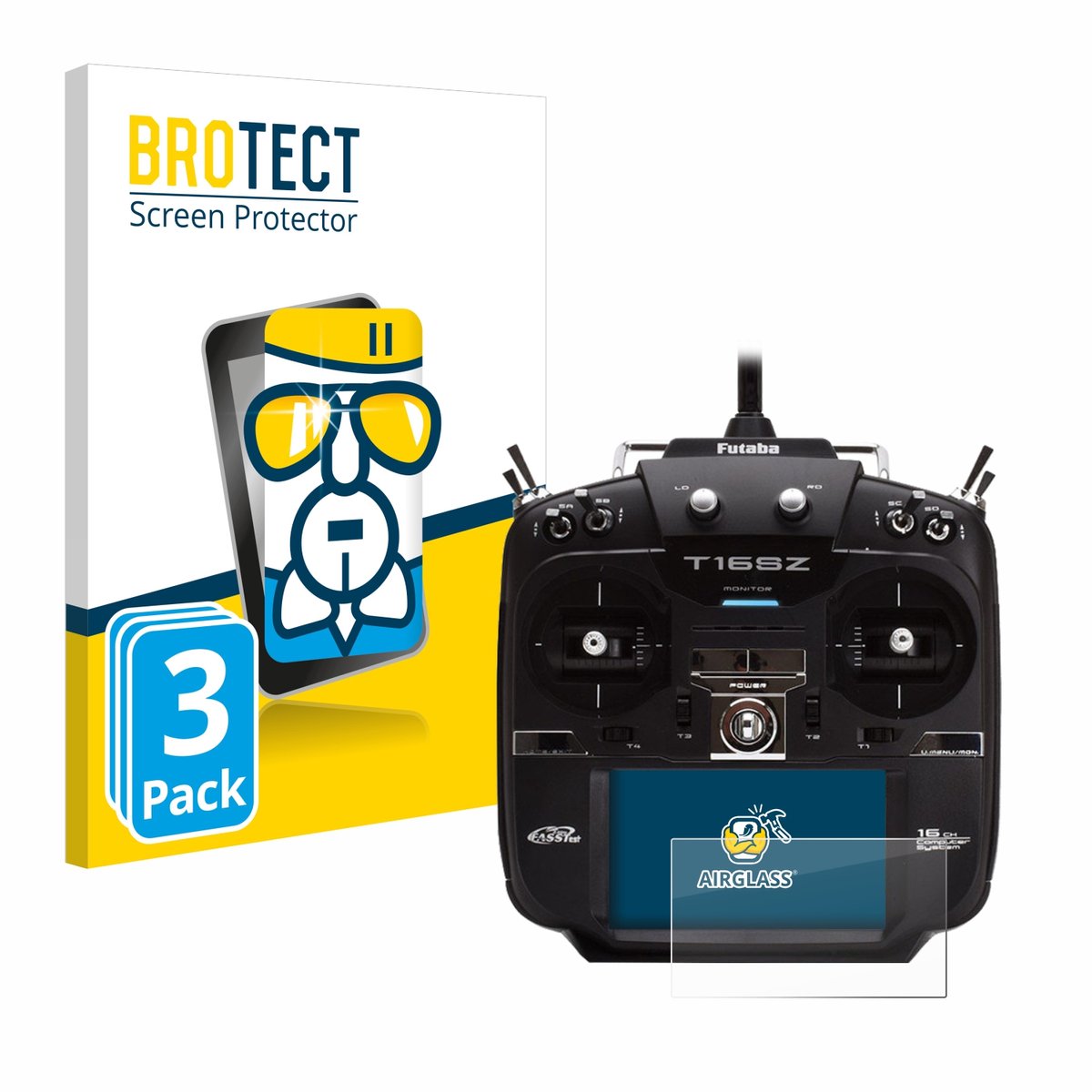 Screenprotector 3 Stuks voor Robbe Futaba T16IZ Beschermglas transparant
