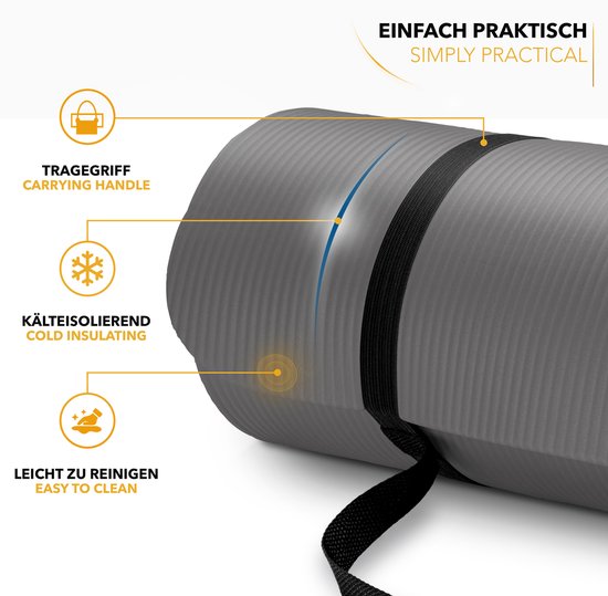 Fitness mat grijs - 1 cm dik van VirtuFit — afbeelding 4