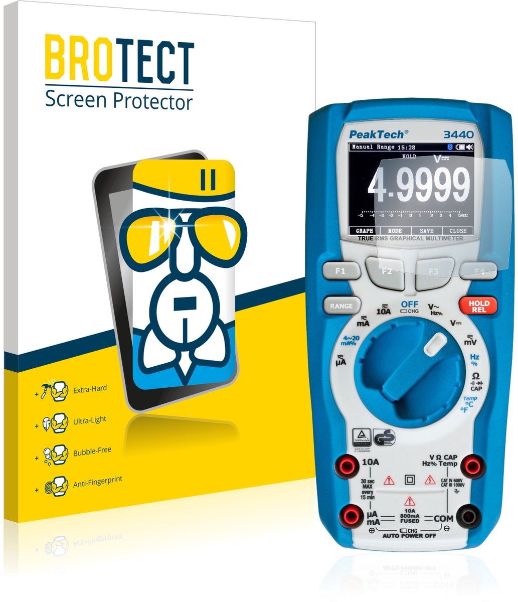 Screenprotector voor PeakTech 3440 Beschermglas transparant