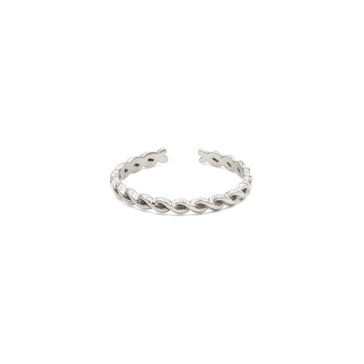 Mint15 Verstelbare ring gedraaid 'Twisted' - Zilverkleur RVS/Stainless Steel