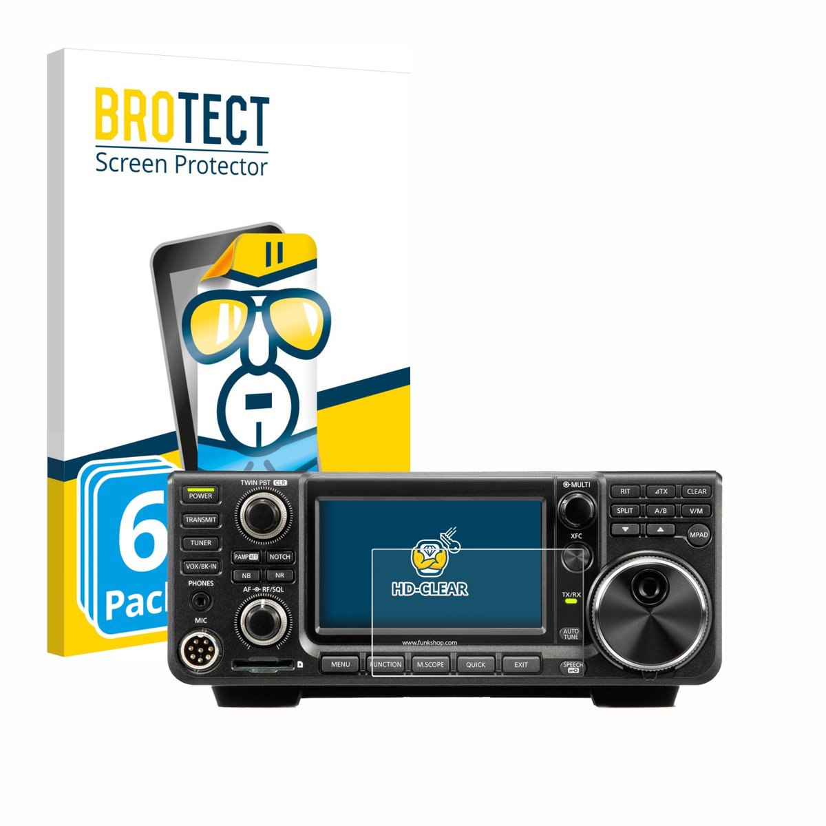 BROTECT - Screenprotector voor Icom IC-7300 - Folie Beschermfolie transparant 6 Stuks