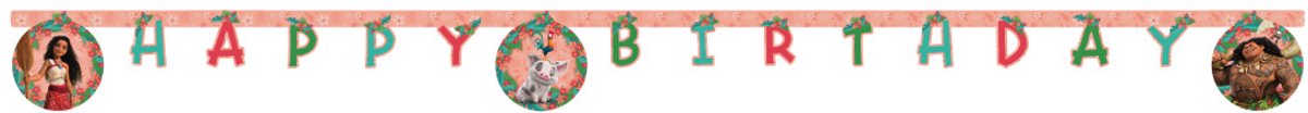 Disney Vaiana Slinger - 2 m - Happy Birthday banner - 1 stuk - Voor verjaardagen en feestjes