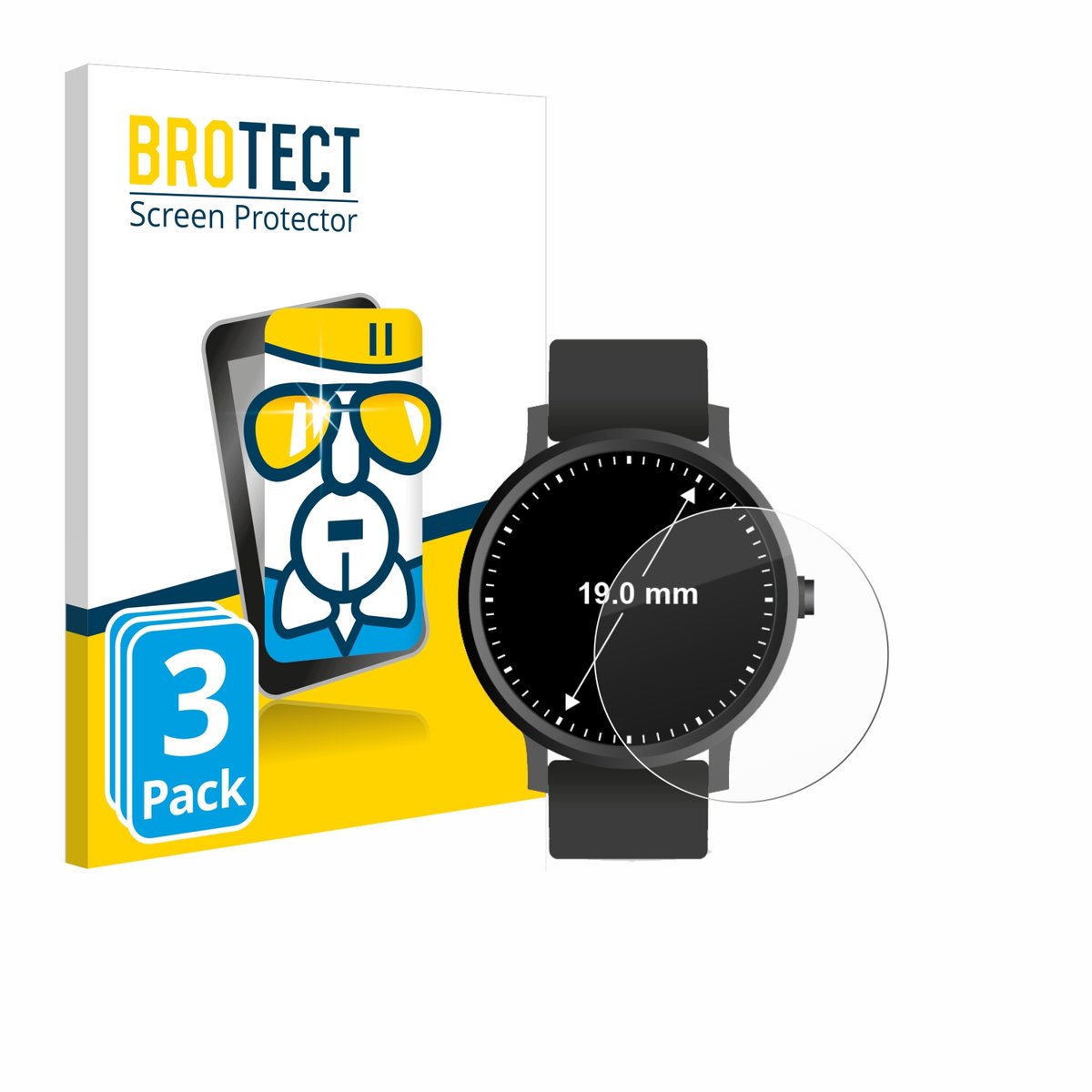 Screenprotector 3 Stuks voor Horloges (Rond, ø: 19 mm) Beschermglas transparant