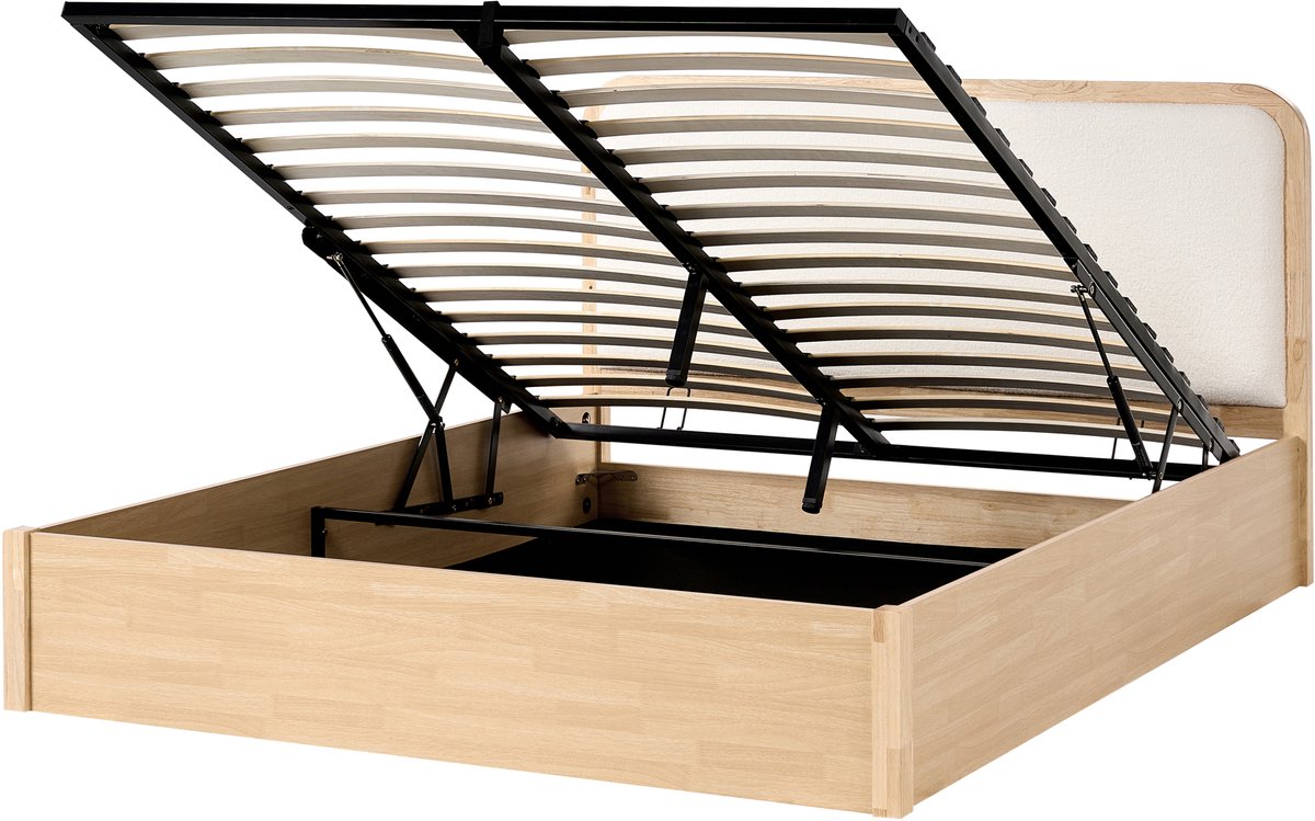 BELIANI PEROUGES - Bed met opbergruimte - Lichtbruin - 160 x 200 cm - MDF