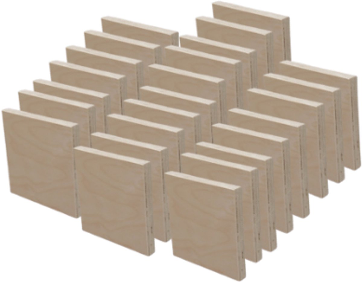 Multiplex Plankjes Naturel - 25 stuks - 15 x 15 cm - Op maat gezaagd - Kant-en-Klaar - Knutselplankjes - Houten Bordjes