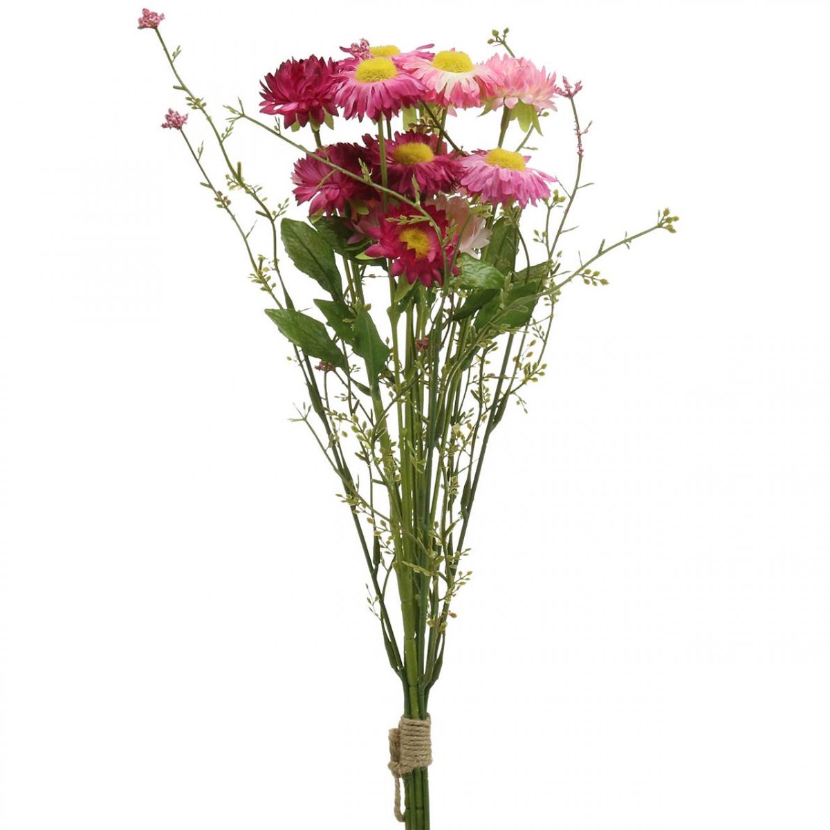 Viana Rhodanthe Rosa - Roze Zijden Bloemen Kunstplant Strobloem Bos Decorati Veelkleurig