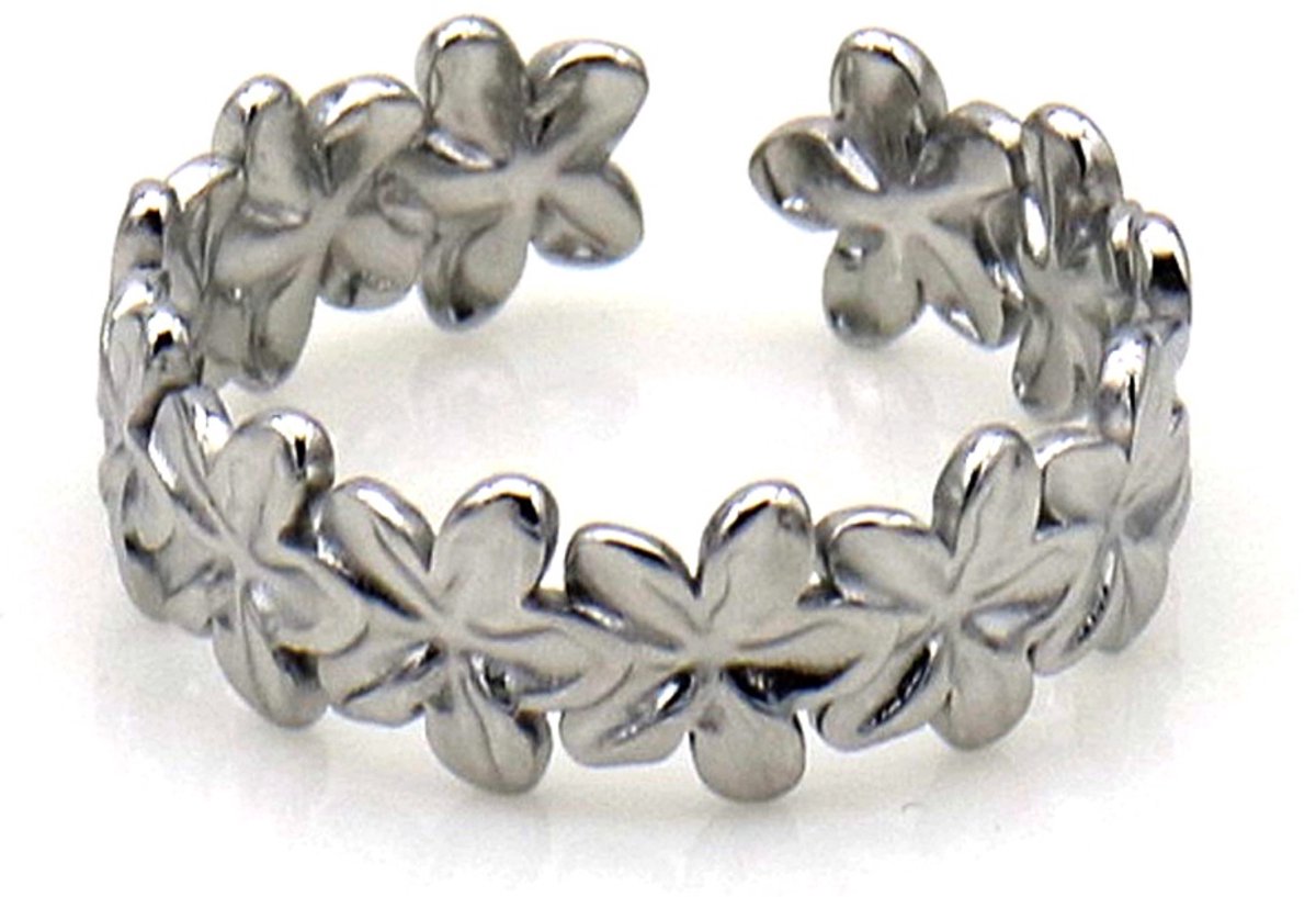 Ring - RVS - bloemen - verstelbaar