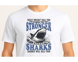 Except Sharks Sharks will kill you - T Shirt - Cute - Sarcastic - GoodVibes - Sarcasm - Funny - Gift - Cadeau - Sarcastisch - SarcastischeVibes - schattig - lief - feelgood
