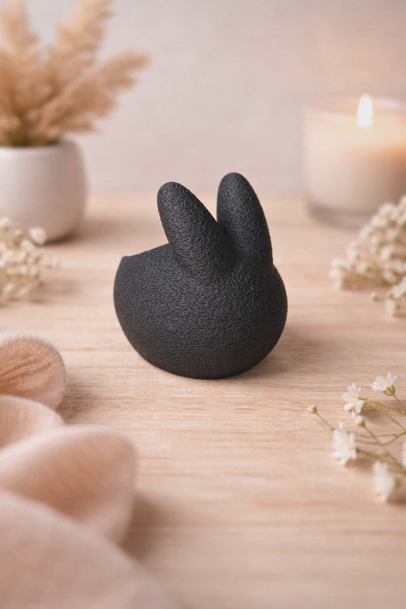 Moderne Bunny Theelichthouder – Zwart – 3D Geprint – Vrolijk Pasen - Rona Design - Paasdecoratie - Pasen - Kaarsenhouder - LED kaarsen