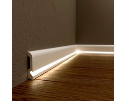 LED Plint Wit 10 cm Hoog 120 cm lang ASL-001 Moderne Hoge Plint voor Indirecte Verlichting – Waterbestendig Polyurethaan