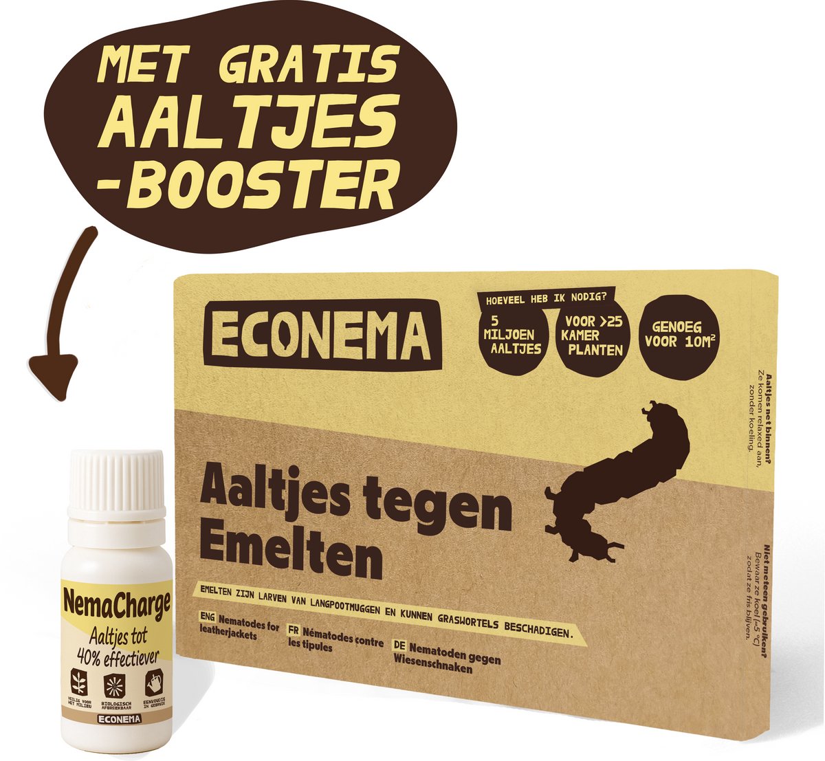 Aaltjes tegen Emelten – 10 m² - Nu met Aaltjes booster- kale en gele plekken in je gazon bestrijden