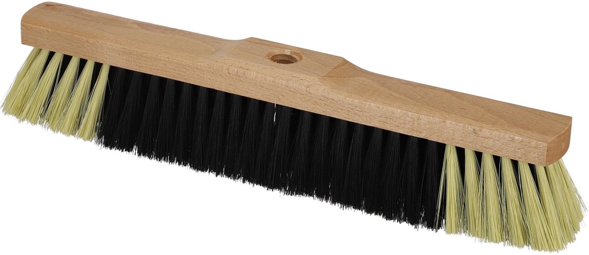 KOTARBAU® Straatbezem, Zonder Steel, Hout, 40 cm, Bruin, Nylon Borstels, Veegbezem, Buitenbezem, Tuinbezem, voor Binnen en Buiten, Ergonomisch Ontwerp