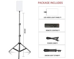 MakkelijkMooi StudioLamp met Standaard - Selfie Light - LED Lamp Paneel - Verlichting voor Media - upgrade van Ringlamp - 2 mtr