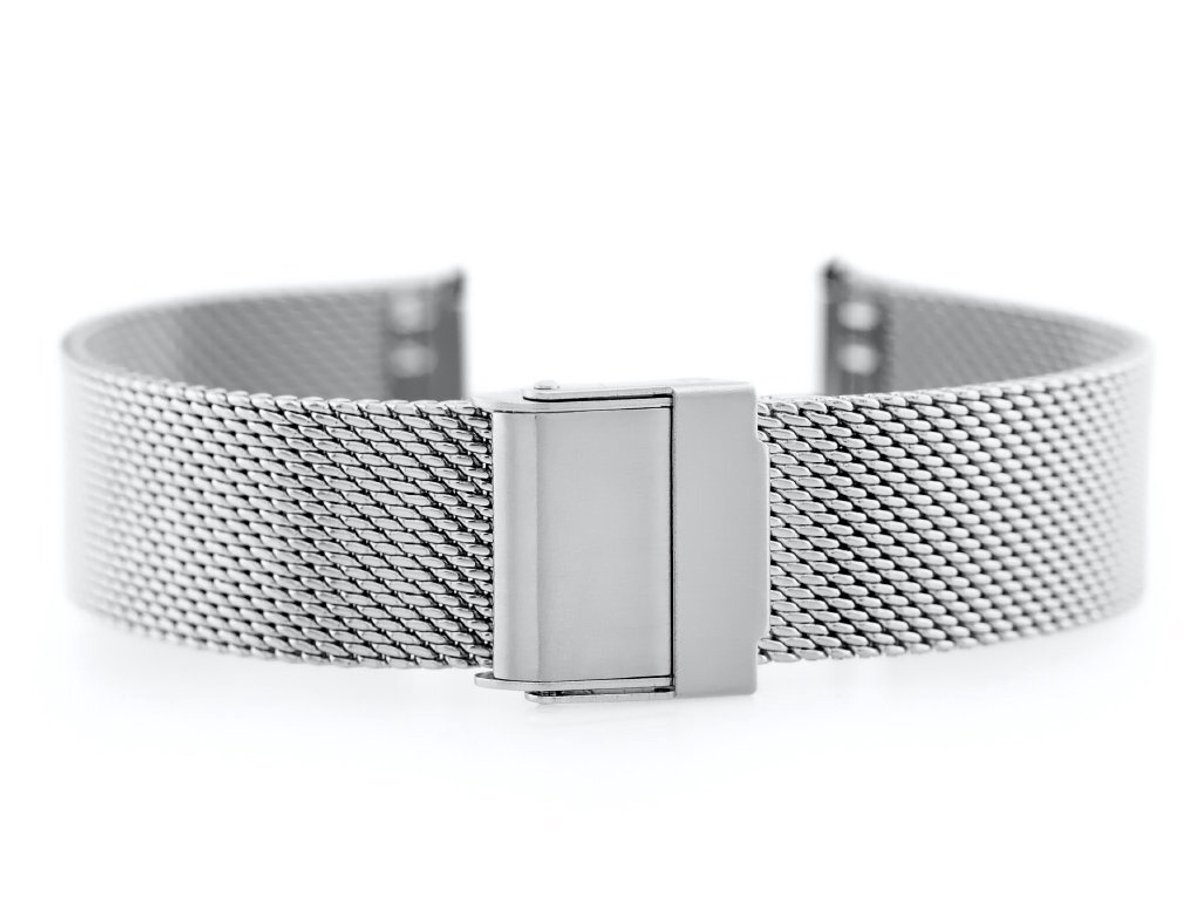 Pacific M6 Serie - Stalen Mesh Horlogeband - 12mm - Verstelbare Sluiting - Zilver