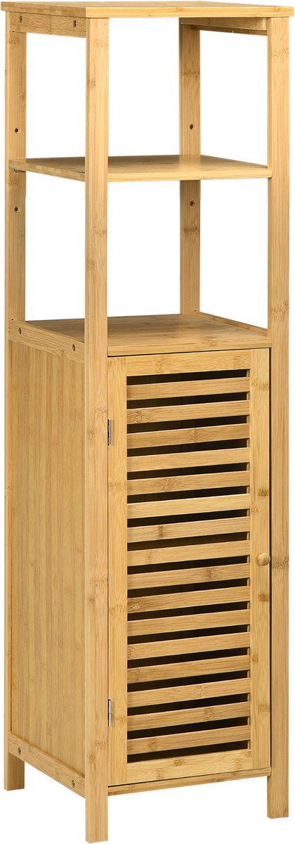 BADKAMERPLANK MET LATTENDEUR EN VERSTELBARE PLANKEN – BAMBOE, CA. 33 X 30 X 120 CM