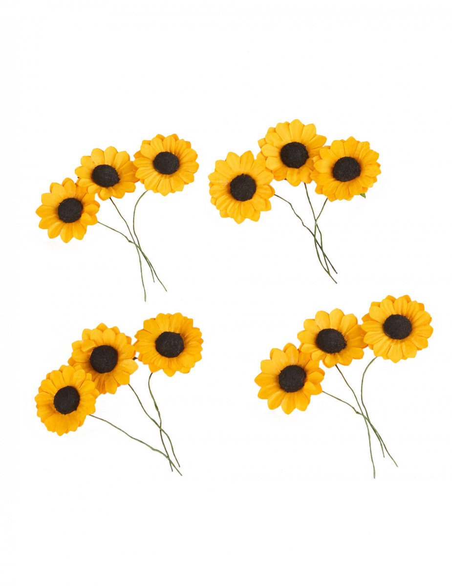 HOBI - 12 gele veldbloemen 2,5 cm zonnebloem type