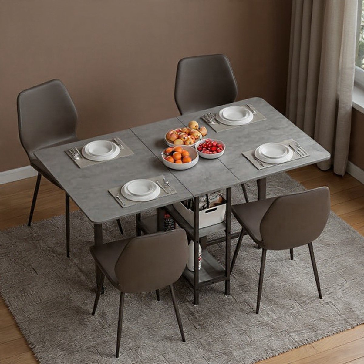 Opklapbare eettafel 140x80 cm met bedieningsstructuur in Wielen - Ruimtebesparende opklapbare tafel voor keuken en kleine ruimtes Casa Serena – Casa Dorada