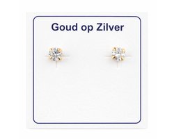 Oorknopjes unisex goud op zilver met 3mm transparant zirkonia steentje