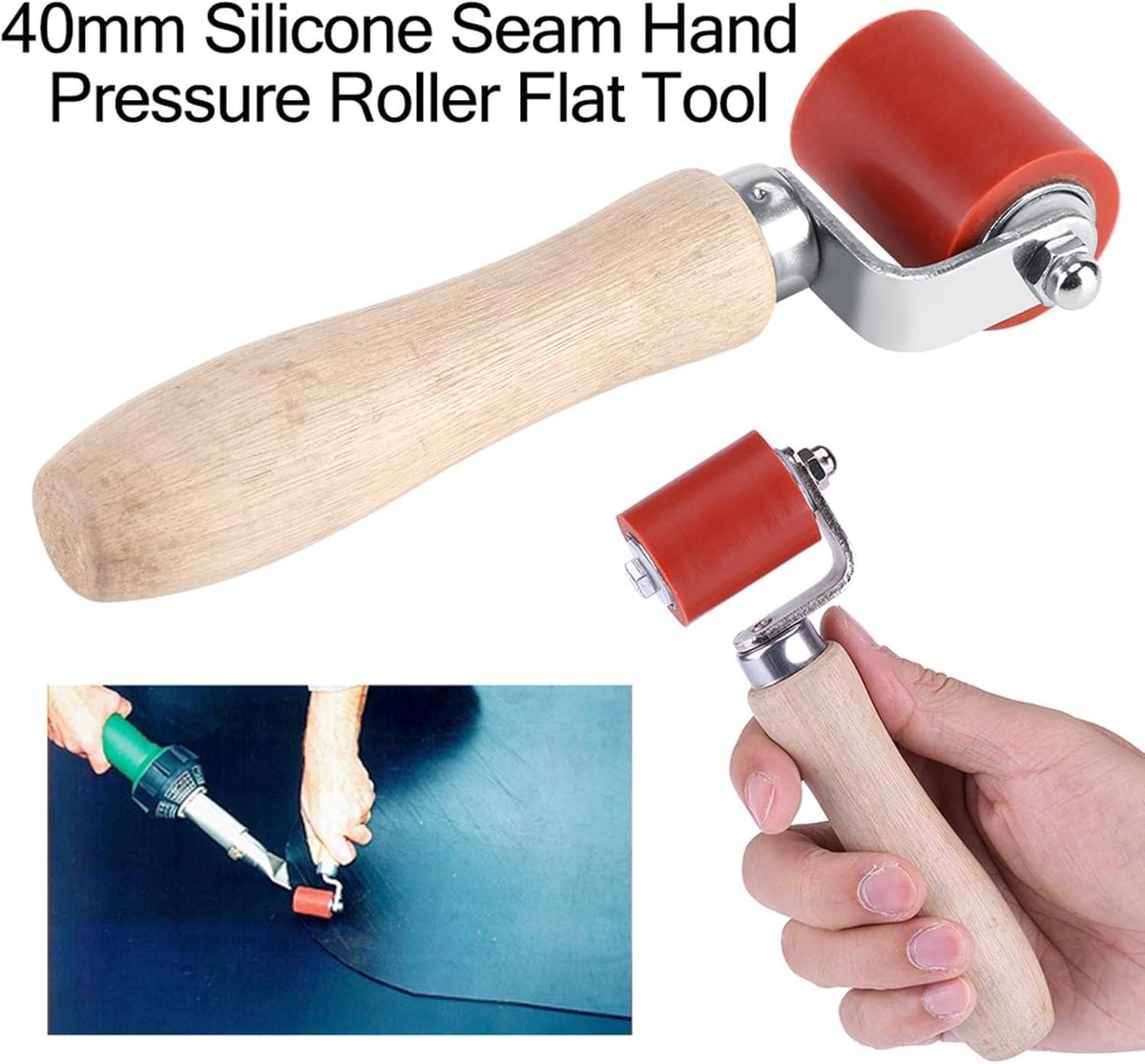Siliconen Naadroller 40mm voor Hoge Temperatuur PVC Dakbedekking Lassen - Rood.