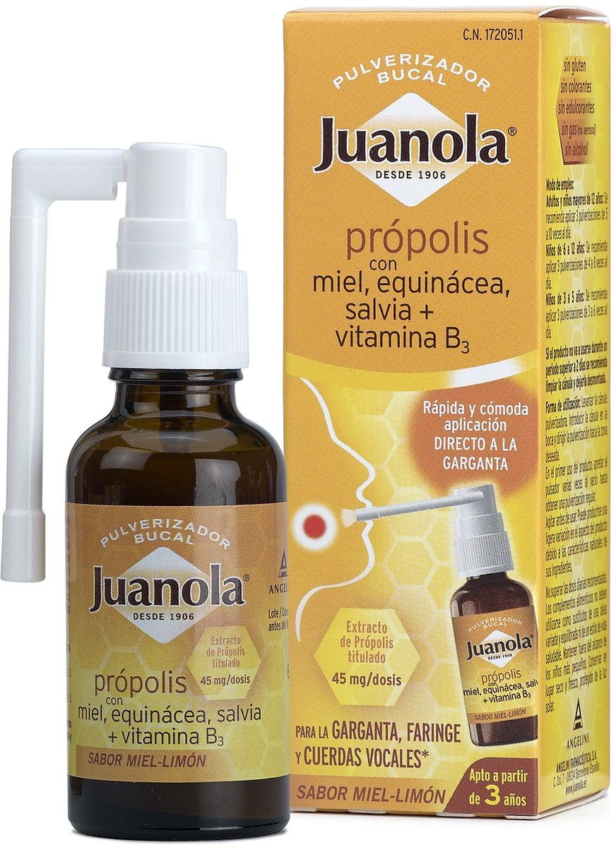 Propolis Mondspray Met Honing, Echinacea, Salie en Vit B3 30 ml|Propolis Mouth Spray With Honey, Echinacea, Sage and Vit B3 30 ml|Spray buccal à la propolis au miel, à l'échinacée, à la sauge et à la vitamine B3 30 ml