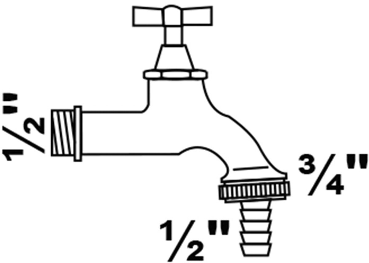 KIRCHHOFF MS tapkraan Hendel, chroom, 1/2"BU x 3/4"BU x 1/2"T