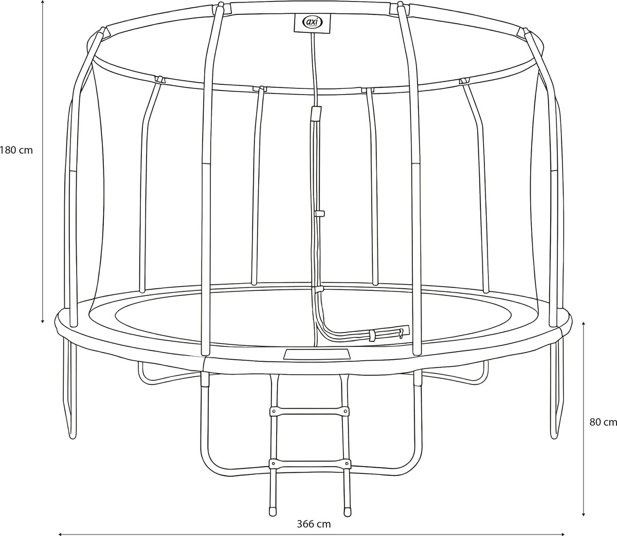 AXI Houston Trampoline - Ø 366 cm – Zwart – Met Ladder en Veiligheidsnet – Onground – Met Beschermrand – Buitenspeelgoed – Vanaf 6 jaar – foto 8