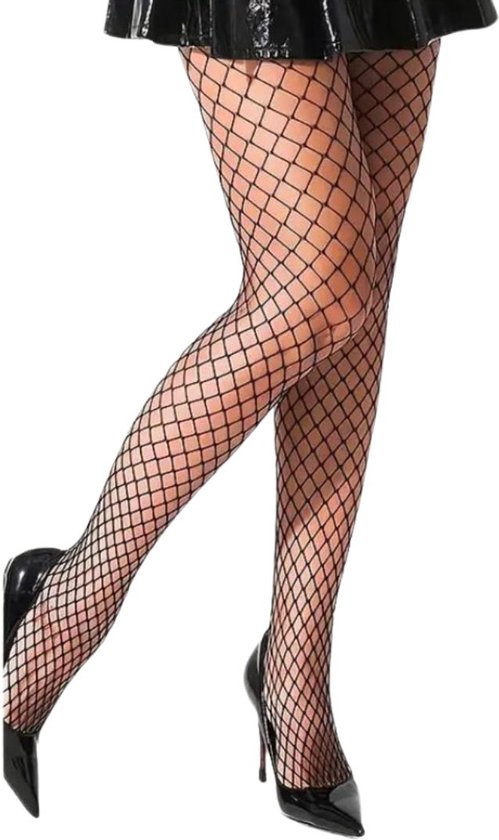 Collant Filet Dames - Motif Filet Classique - Zwart - 2 Pièces - Taille S/M