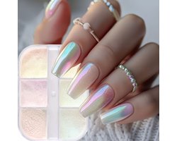 GUAPÀ® Holografische Chrome Glitter Poeder Set | 6 Nail Art glitters | Spiegel Chrome Poeders | Nail Art & Nagel Decoratie | Spiegel en pigment poeders | Chrome Nagels | 6 stuks diverse kleur Holografische Chrome Poeders