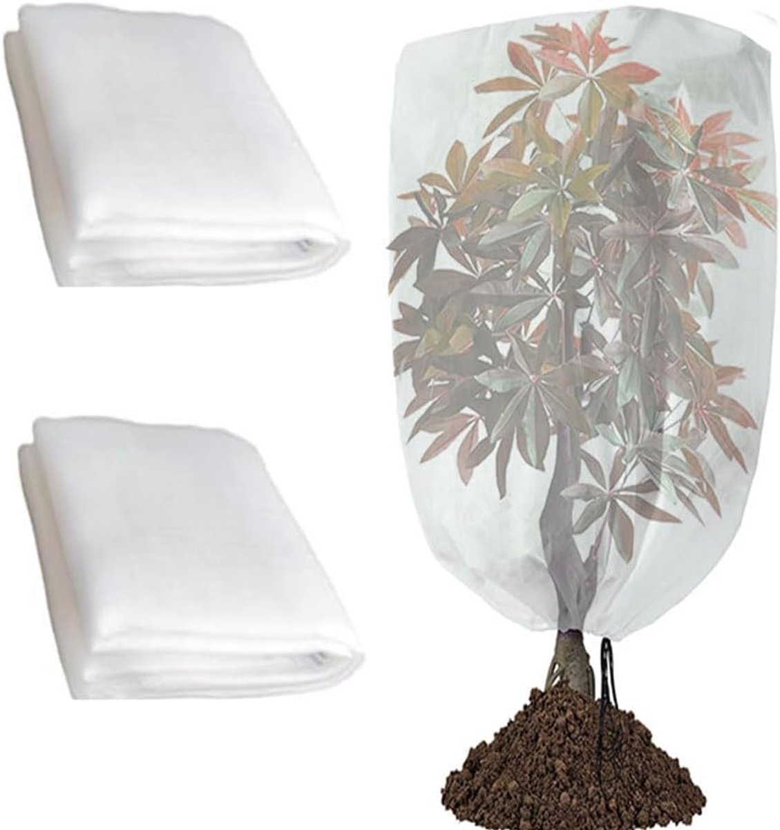 Set van 2 tuingaaszakken met trekkoord, insectennet, insectennet voor fruitbomen met trekkoord.