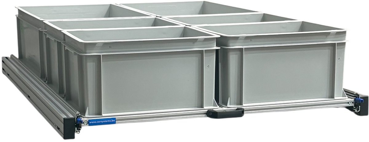 Schuifframe aluminium voor camper 120x80 cm inclusief 6 open bakken
