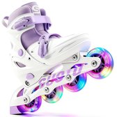 Patins à roues alignées Suotu - Patins à Rollers réglables - Patins à roues alignées pour filles et garçons - Taille : 32-36 € - Roues lumineuses - Violet/ Wit - M