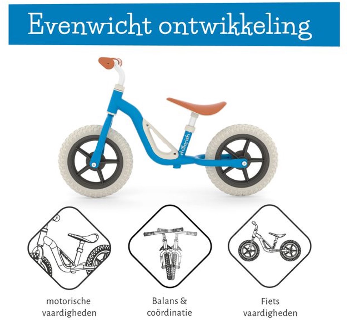 Chillafish Loopfiets 2 jaar - Lichtgewicht met verstelbaar zadel en stuur - Blauw- Loopfiets voor jongens en meisjes tot 4 jaar met handvat om te dragen en anti lek banden - Model Charlie — afbeelding 11