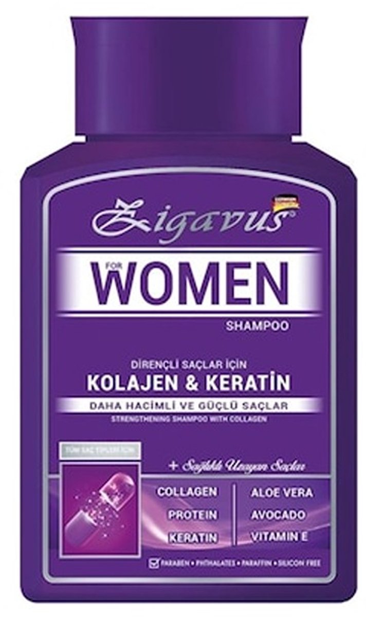 Zigavus Women Collageen & Keratine Shampoo - 300 ml - Tegen Haaruitval en voor Volume & Herstel