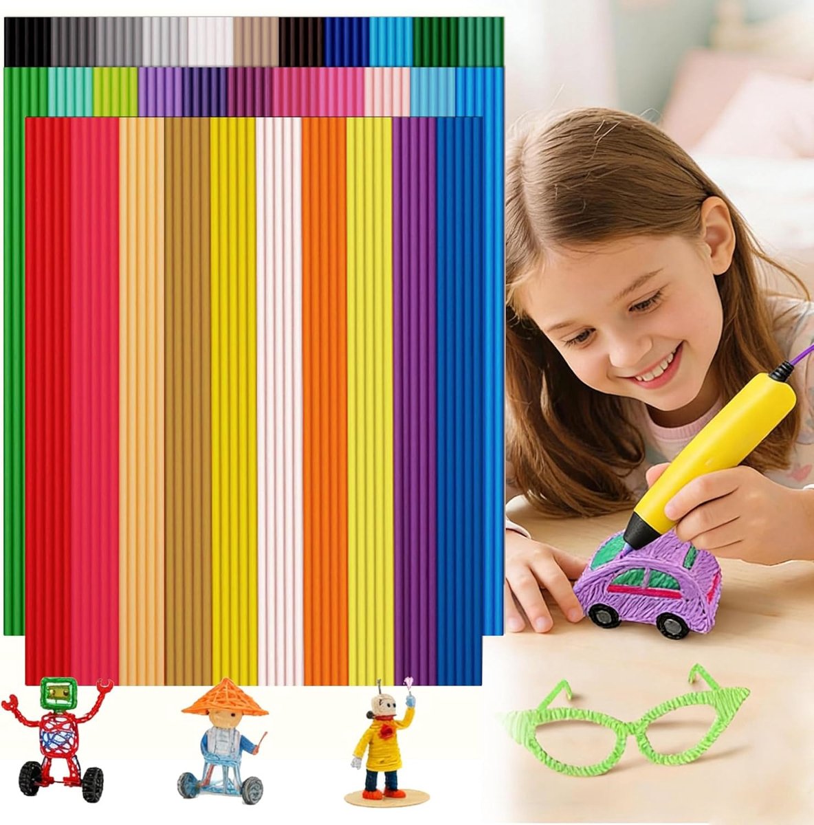 3D Pen Filament Navullingen - 3D Pen Staven - Creatief Tekenen - 160 Voorgesneden Staven - 175 mm - 32 Kleuren