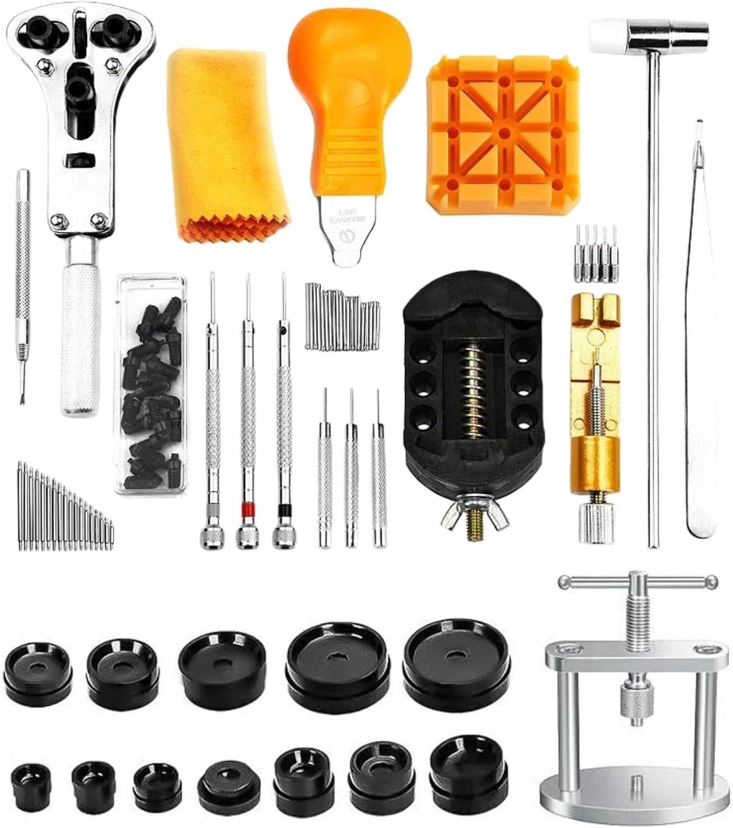 162-delige Horlogegereedschapset voor Horlogemakers - Horloge-pers, Horloge-sluiter, Inpersgereedschap, Kastsluiter, Batterijwissel, Horloge-schroevendraaier