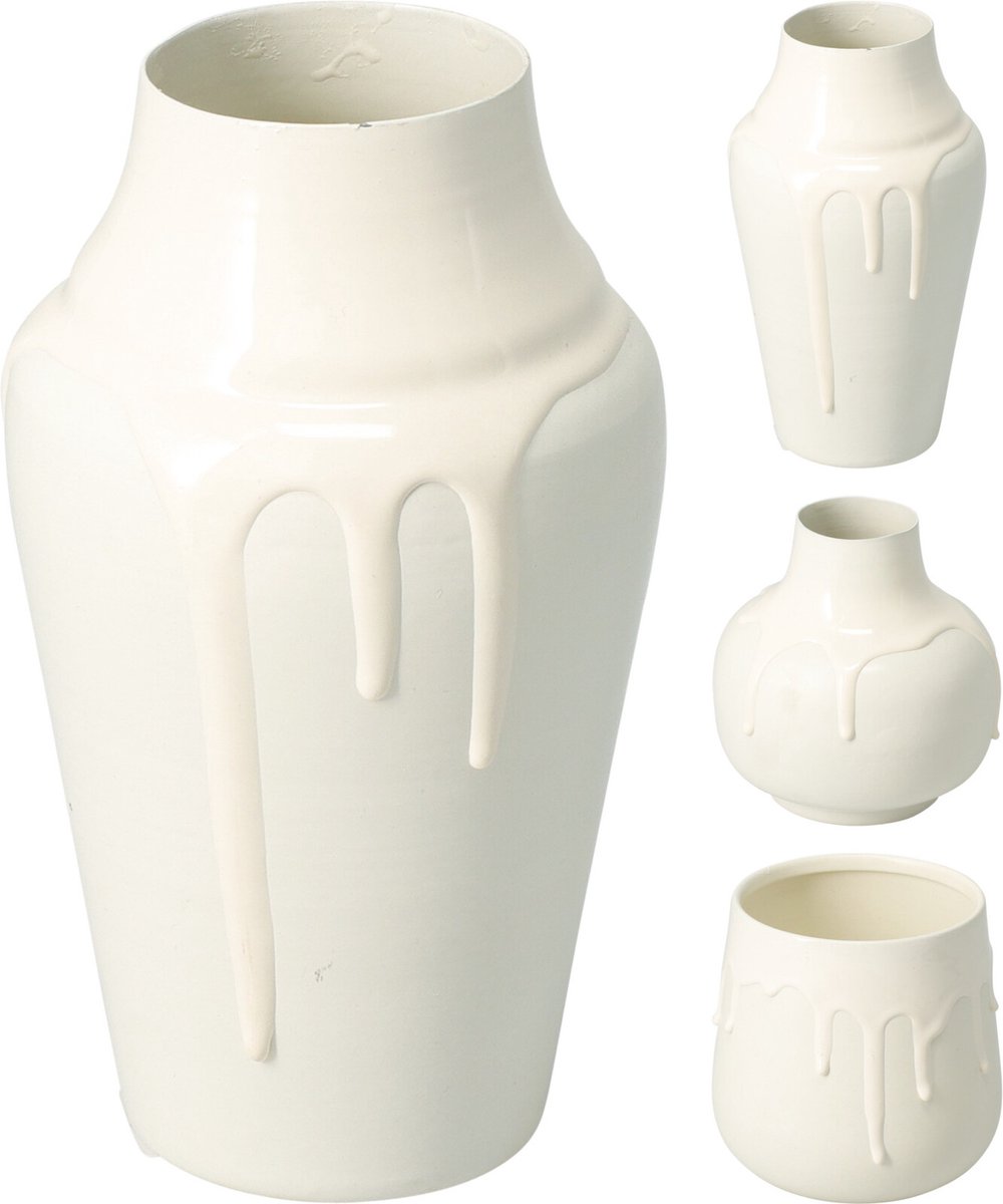 HH - Koopman vaas speelgoed glazuur drip 10-15cm wit decoratief.