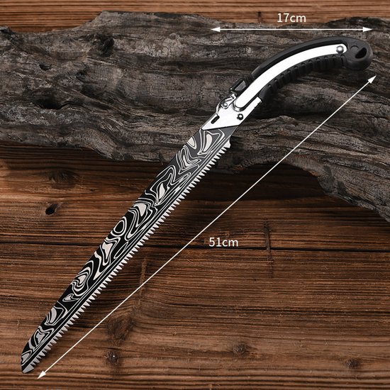 Snoeizaag met scheermesvormige tanden van 52 cm inclusief beschermhoes - SK5 stalen zaagblad met houtnerf voor hout, kamperen en tuinieren. Handzaag met harde tanden, geschikt voor takken tot 20 cm dik. van Merkloos	 — afbeelding 2