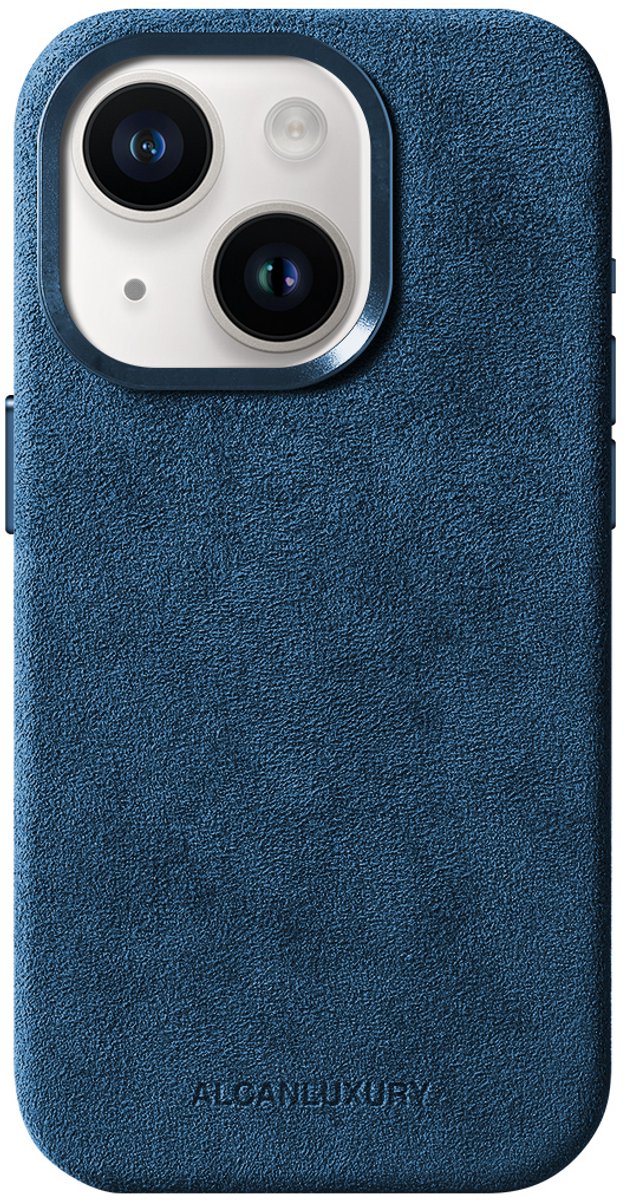 Alcanluxury Alcantara telefoonhoesje geschikt voor Apple iPhone 15 - Ocean Blue