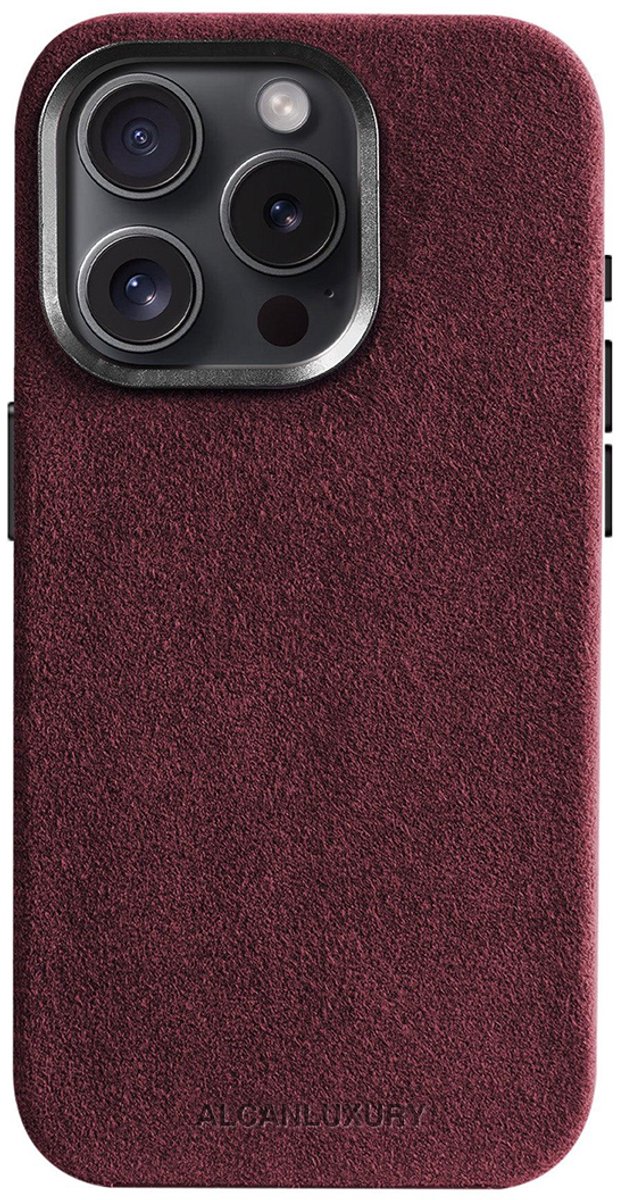 Alcanluxury Alcantara telefoonhoesje geschikt voor Apple iPhone 15 Pro Max - Wine Red